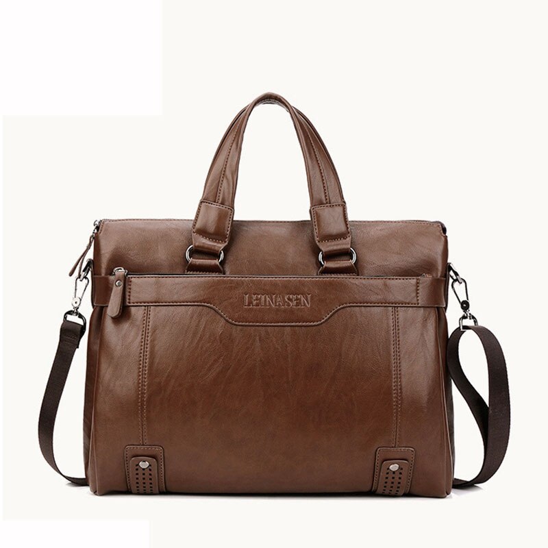 Männer Aktentasche leder 14 zoll Laptop taschen Männer Business schulter taschen für männlichen büro männer Aktentasche casual: light brown