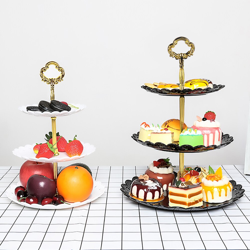 3 Tier Cake Stand Afternoon Tea Wedding Plates Party Tableware Bakeware Plastic Tray Display Rack Cake Decorating Tools