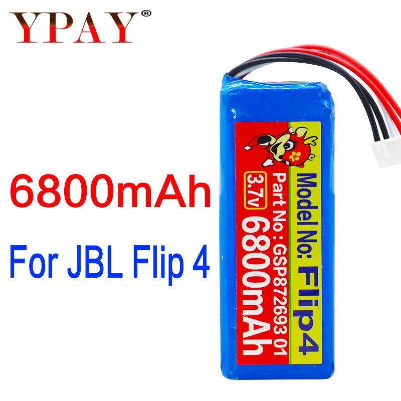 Batterij Voor Jbl Flip 3 & 4 Speler Flip3 Flip4 Li Polymer Oplaadbare Accumulator Pack Vervanging 3.7V 6800 mah GSP872693 & 01: JBL Flip 4