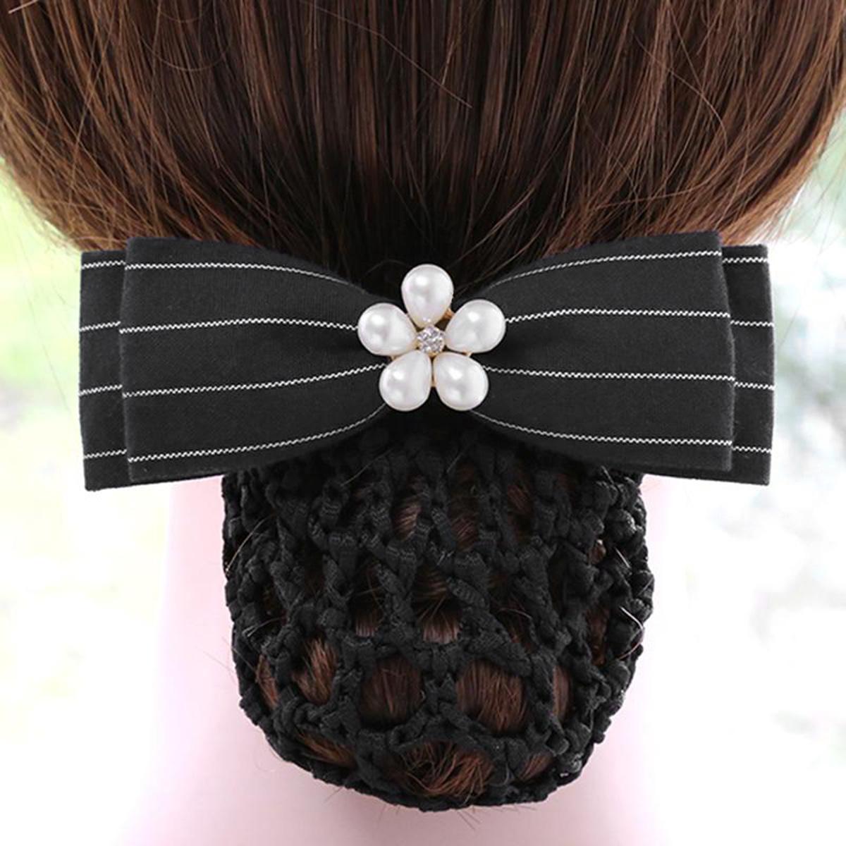 Clips für Haare Haarnetz Perle Schleife Kopfschmuck Elastische Dutt Netze Gittergewebe Nieten Fräulein