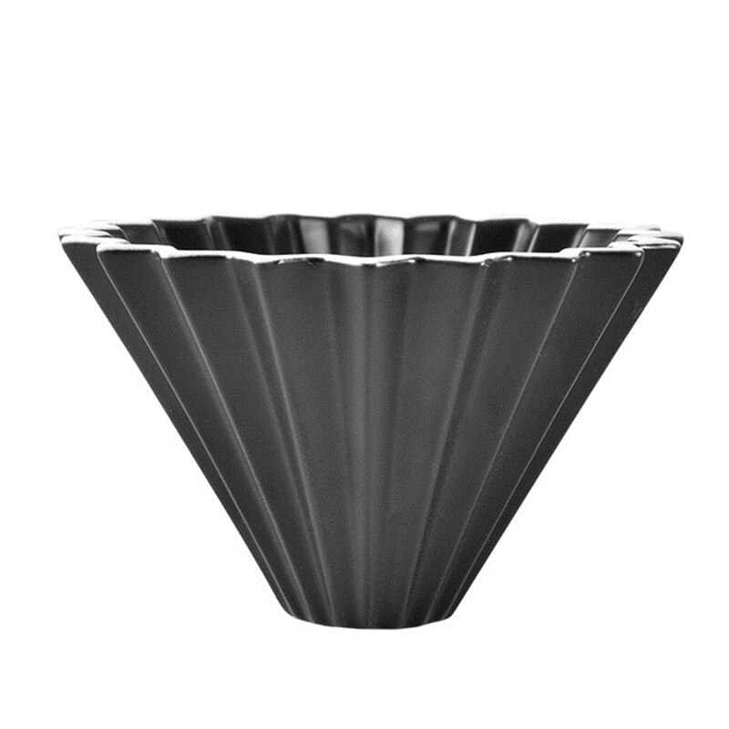 Espresso kaffe filter  v60 tragte dryp hånd kop filtre kaffe tilbehør tragt blomster keramisk kaffe kop origami filter kopper: Sort
