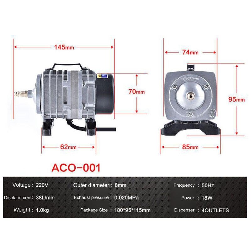 Aquarium Luftpumpe Elektromagnetische Kompressor Fisch Tank Farmen Teich Sauerstoff Pumpe Aquarium Zubehör ACO-001 air verdampfer