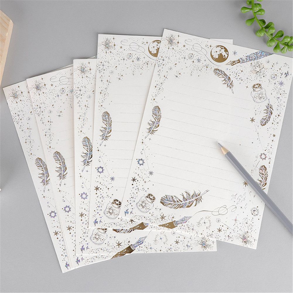 8pcs Vintage Gilding Letter Paper Set Wedding Invitation Card Writing Pad Letter Writing Paper Letter Pad Supplies Stationery: white