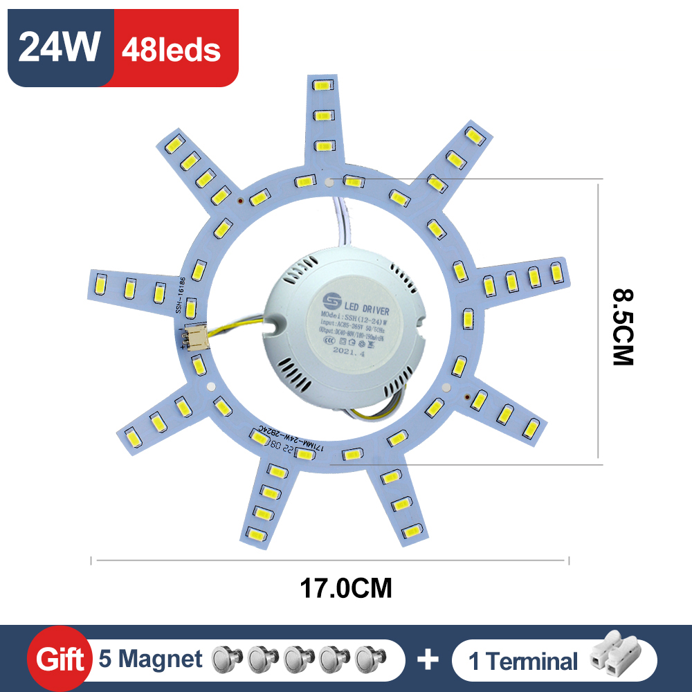Módulo LED de 220V, Panel LED de anillo, 12W, 15W, 18W, 24W, 30W, 36W, 40W, 50W, Kit de luz LED de repuesto para luces de ventilador de techo: Morado