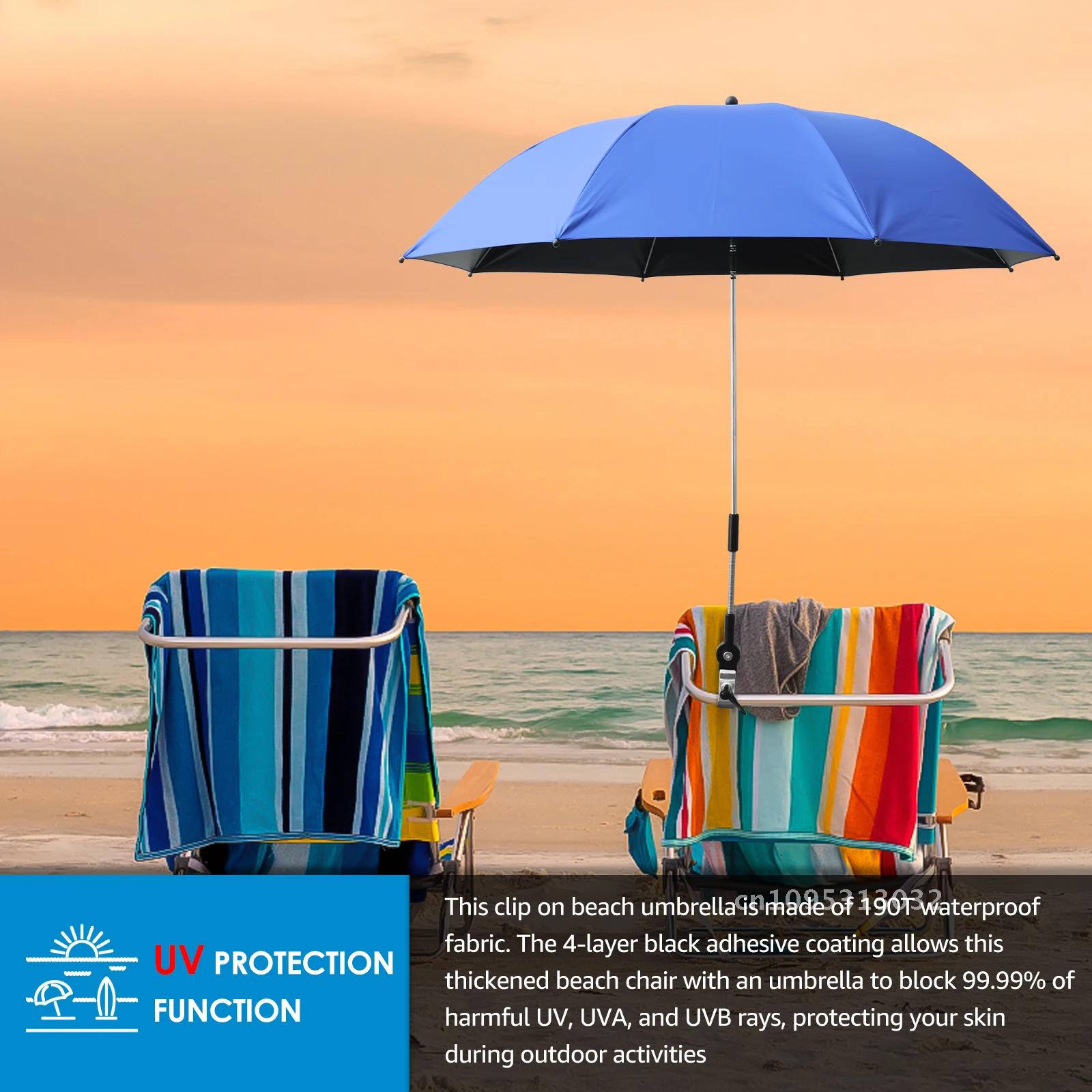 Soleil plage extérieur ombre parapluie Anti-Uv parapluie Camping plage avec pluie Protection solaire pince Parasol chaise équipement parapluie