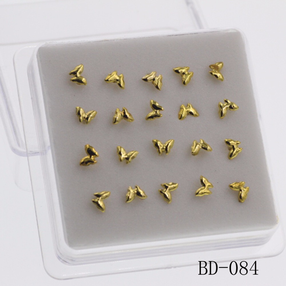 20ps jewelry nose studs Plating 18 k butterfly nose nail Contracted smooth nail & butterfly nose