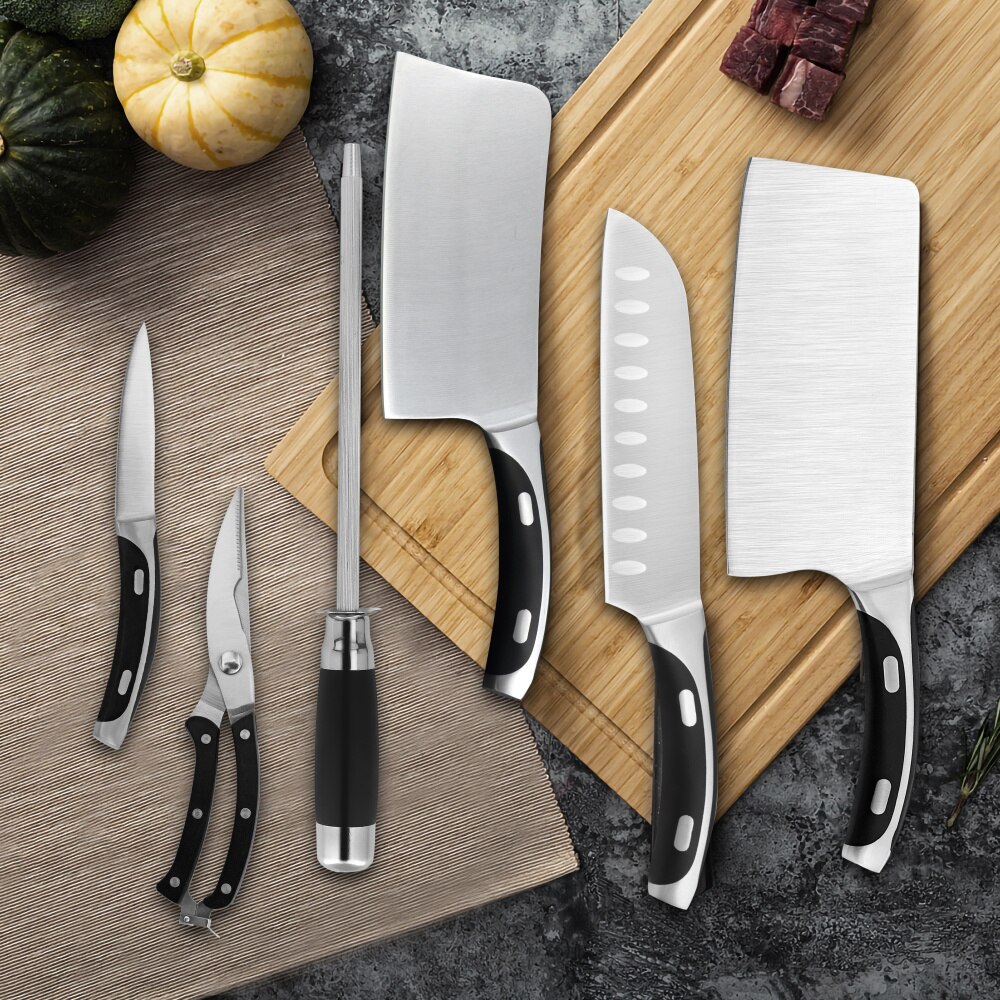 Jaswehome 6pcs Kitchen Knife Set Stainless Steel Knives Paring Utility Chef Knife Cooking Accessory Chef Knives Set