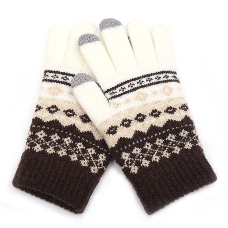 2022 vinter varme strikkede kashmir uld handsker mandlige håndled handsker snefnug mønster strikket fuld finger ski & amp; varm handske unisex: 4