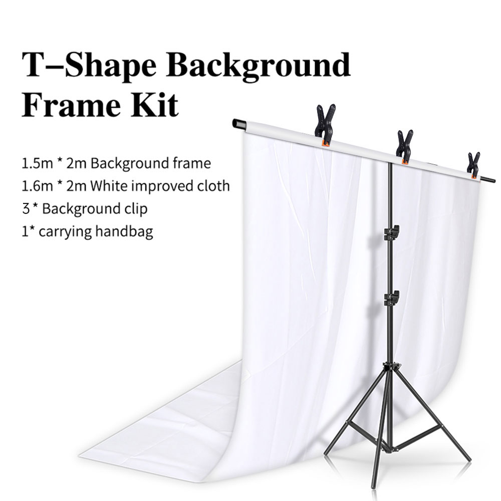 SH T-vormige achtergrondstandaardkit met achtergronddoek Video Chroma Key Green Screen Frame Stand voor fotografie Fotostudio Props: HEUBLAUW