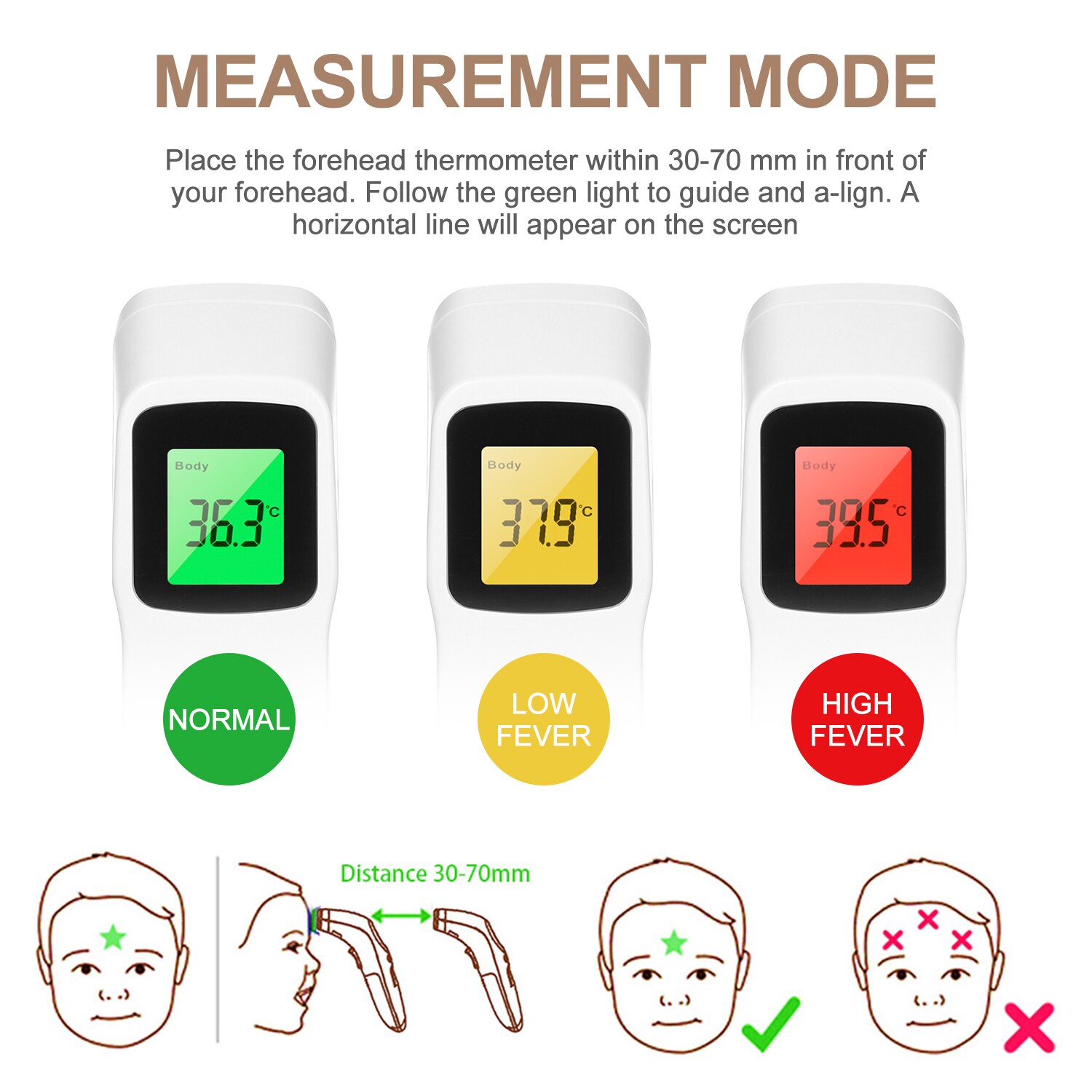 Oor voorhoofd thermometer infrarood digitale contactloze infrarood thermometer lcd achtergrondverlichting termometro infravermelho