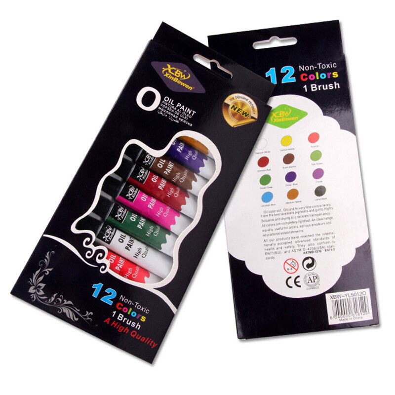 Aluminium Buis Olie Verf 12 Kleuren 12Ml Graffiti Schilderij Verf Set Gratis Borstel Schilderen Materiaal Kunst Levert Voor Kunstenaar