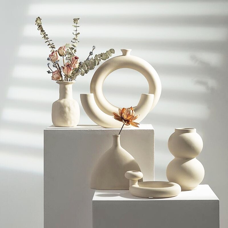 Ceramics Vase Home Decor Flower Vase Modern Geometric Abstraction Decorative Vases Room Decor Flower Pot Wedding Decoration