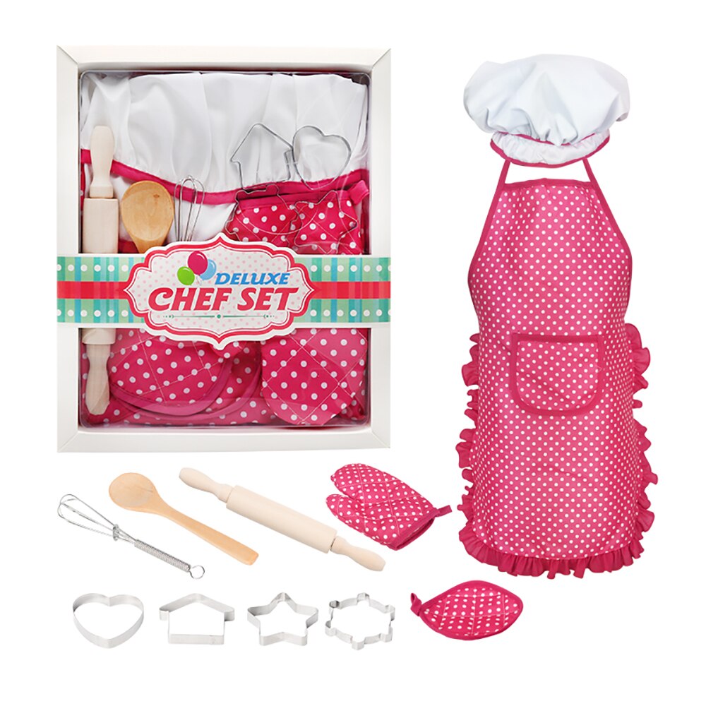 Portable Making Pastry Chef Costume Set for Kids Girls Cooking Game for Kids Child Baking Set Baking Clothes Apron