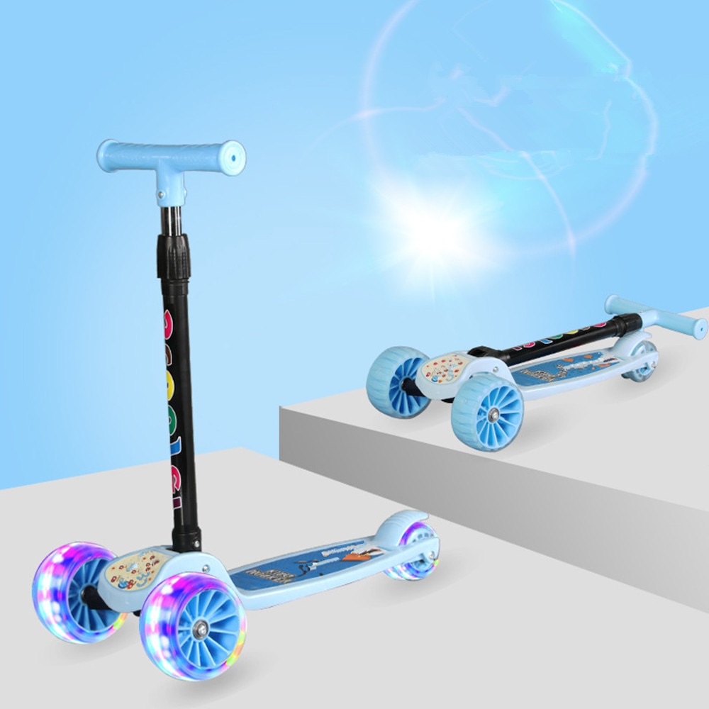 Verstelbare kinderen Kick Scooter LED Light Up 4 Wielen Vouwen Voet Scooters Kinderen Stad Roller Skateboard Cadeaus voor Kinderen