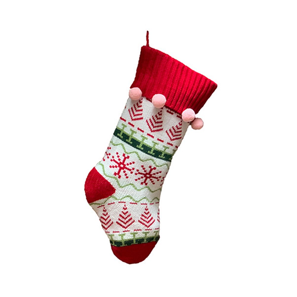 Leuke Gebreide Kerst Opknoping Klassieke Sokken Kids Candy Verpakking Pouch Xmas Tree Opknoping Party Home Versiering: Red