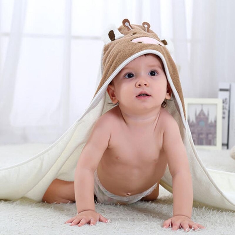 Peignoir à capuche en forme de vache pour bébé, serviette de bain, Cape, Poncho enveloppant, dessin animé, pour enfants en bas âge