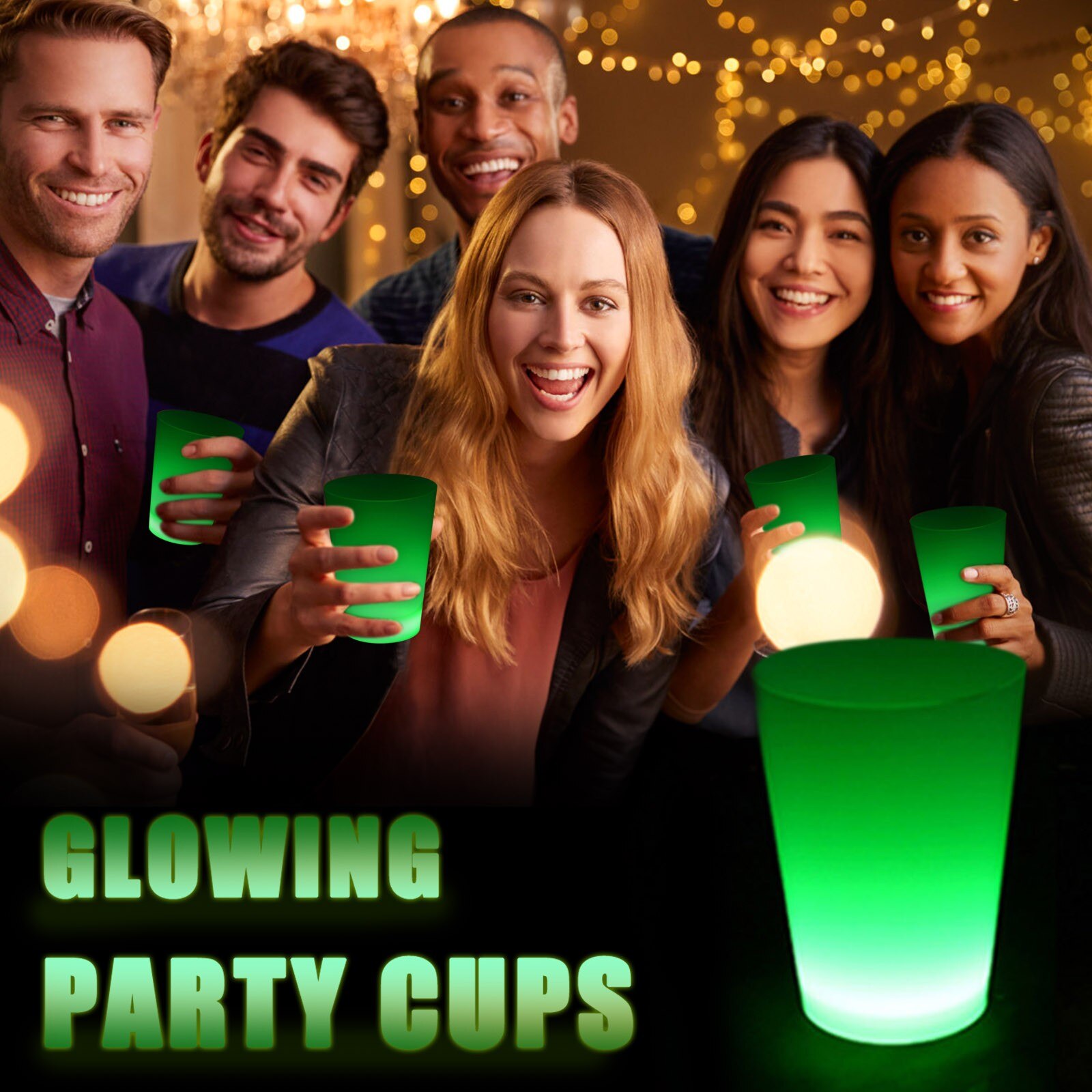 12oz Glow Party Cups Plastic Cup Favors for Party Supplies,Glow In The Dark Cups Neon Party Club party Decoration: Green