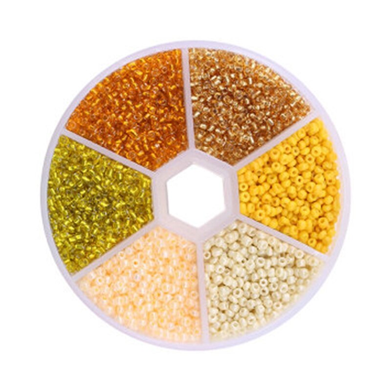 Boxed 2mm Glass Seed Beads Pendant Crystal Gasket Glass Beads for Jewelry Making DIY Handmade Accessories: Yellow Series