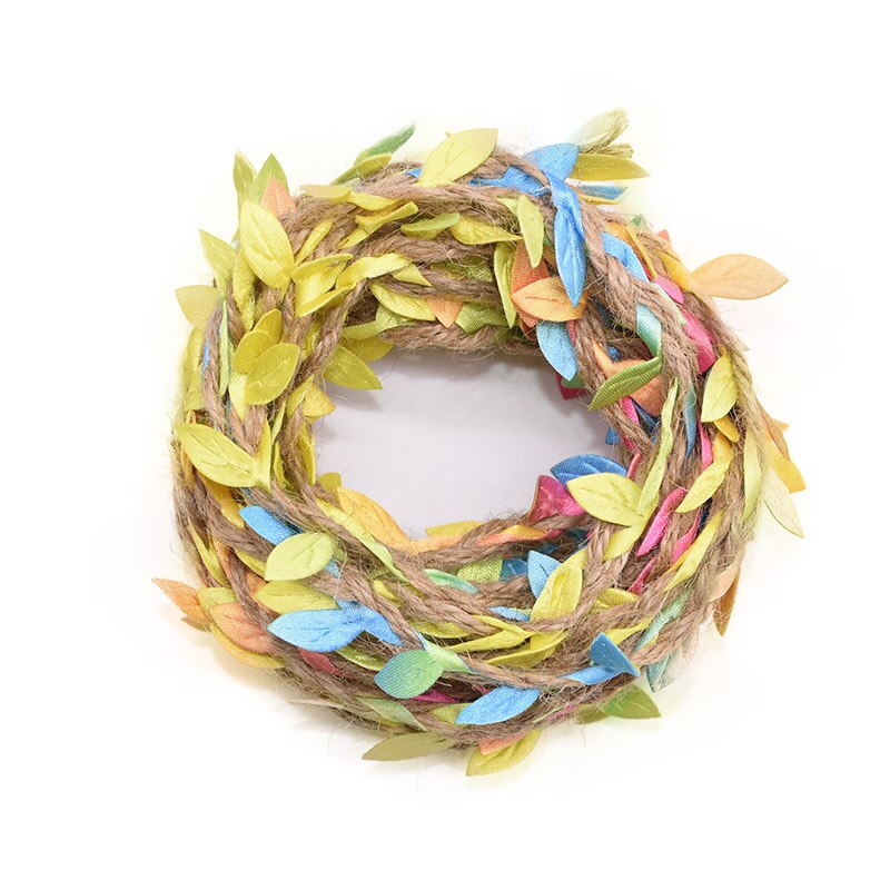 5M Simulation Green Leaves Weaving Jute Rope Ribbon for Restic Wedding Birthday Decoration Flower Bouquet Packaging Rattan: B13