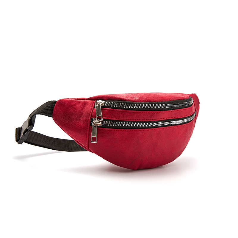 CROWDALE Chest bag for women Large capacity waist packs Adjustable Belt bag Zipper Leather Waist Bag women shoulder bag: Red