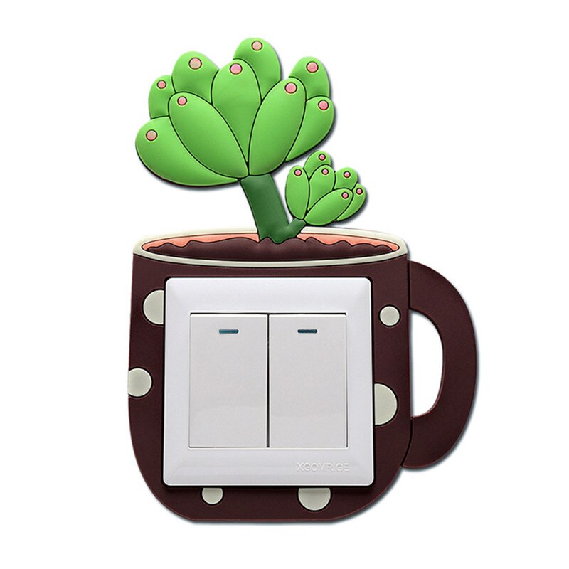 Cactus Socket Wall Stickers Switch Room Decorative Luminous Stickers Home Switch Cover Wall Light Socket Stickers: E