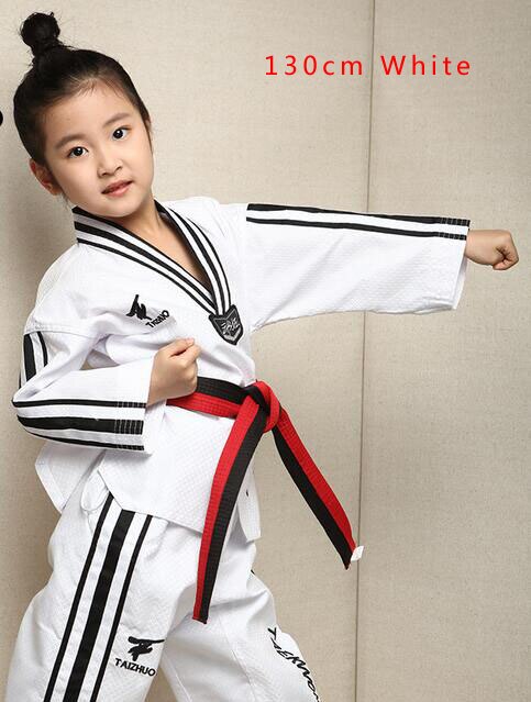 Ropa de Taekwondo multicolor para niños y niñas, dobok TKD, simple, 3 colores, novedad: 130cm White