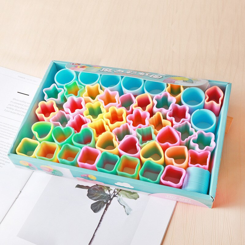 Plast regnbuering barns pedagogisk tidlig utdanning leketøy magisk spole dan li quan farge mousse ring studenter premier