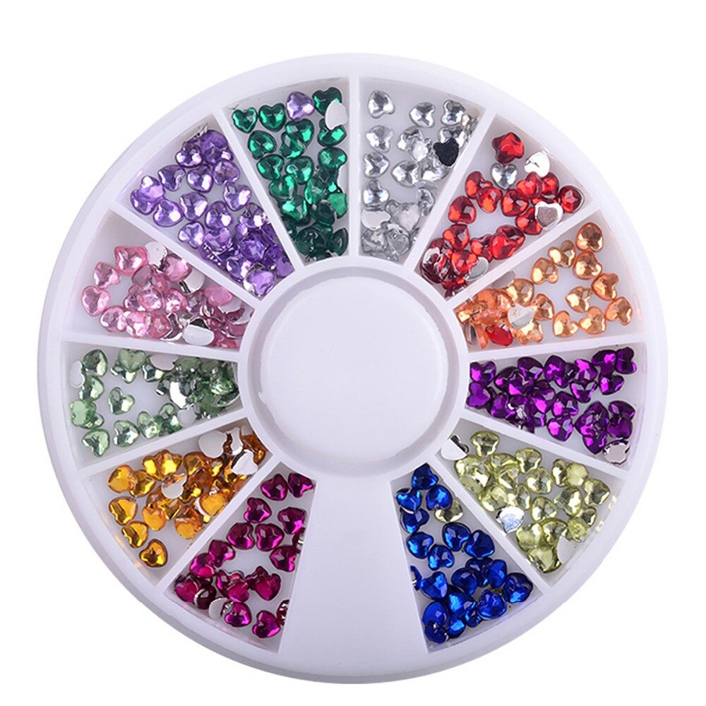 1 doos Gemengde Kleur 3D Nail Art Decoratie in Wiel Kleurrijke Nail Studs Creatieve DIY Manicure Nail Art Accessoires Nail gereedschap: Mefi-018