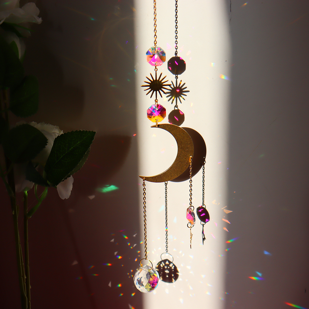 Crystal Wind Chime Star Moon Sun Catchers Prisms Pendant Dream catcher Plated Hanging for Outdoor Indoor Garden Windchimes: 39