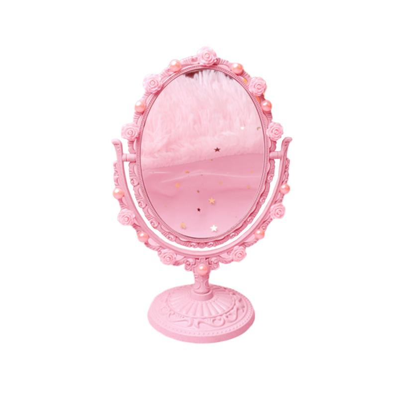Cute Pink Princess Mirror Makeup Mirror DIY Vanity Mirror Durable Oval Shaped Mirror: A