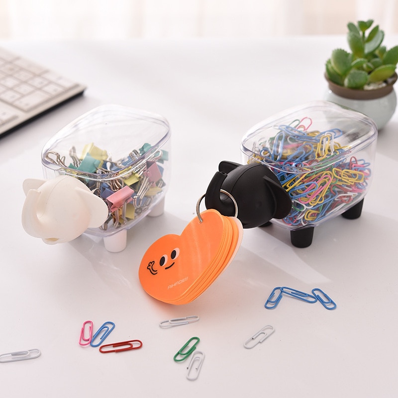 Desktop Decorative Cotton Swab Storage Box Paper Clip Plastic Container Stand Cartoon Elephant Shaped Toothpick Holders Case