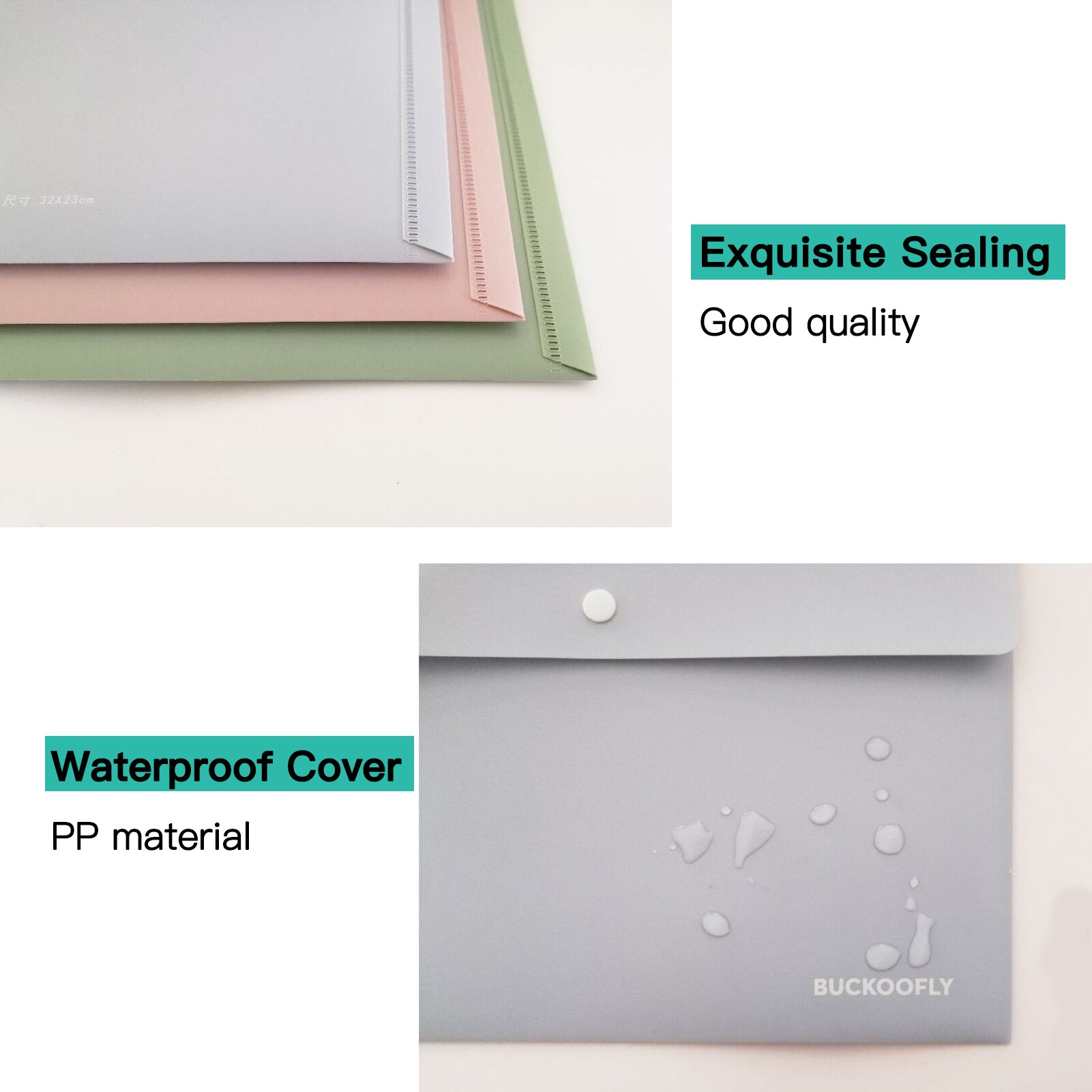 Expanding File Folder 1Pocket Plastic Envelope File Organizer with Smap Button Closure Portable A4 Size Desktop Document Storage