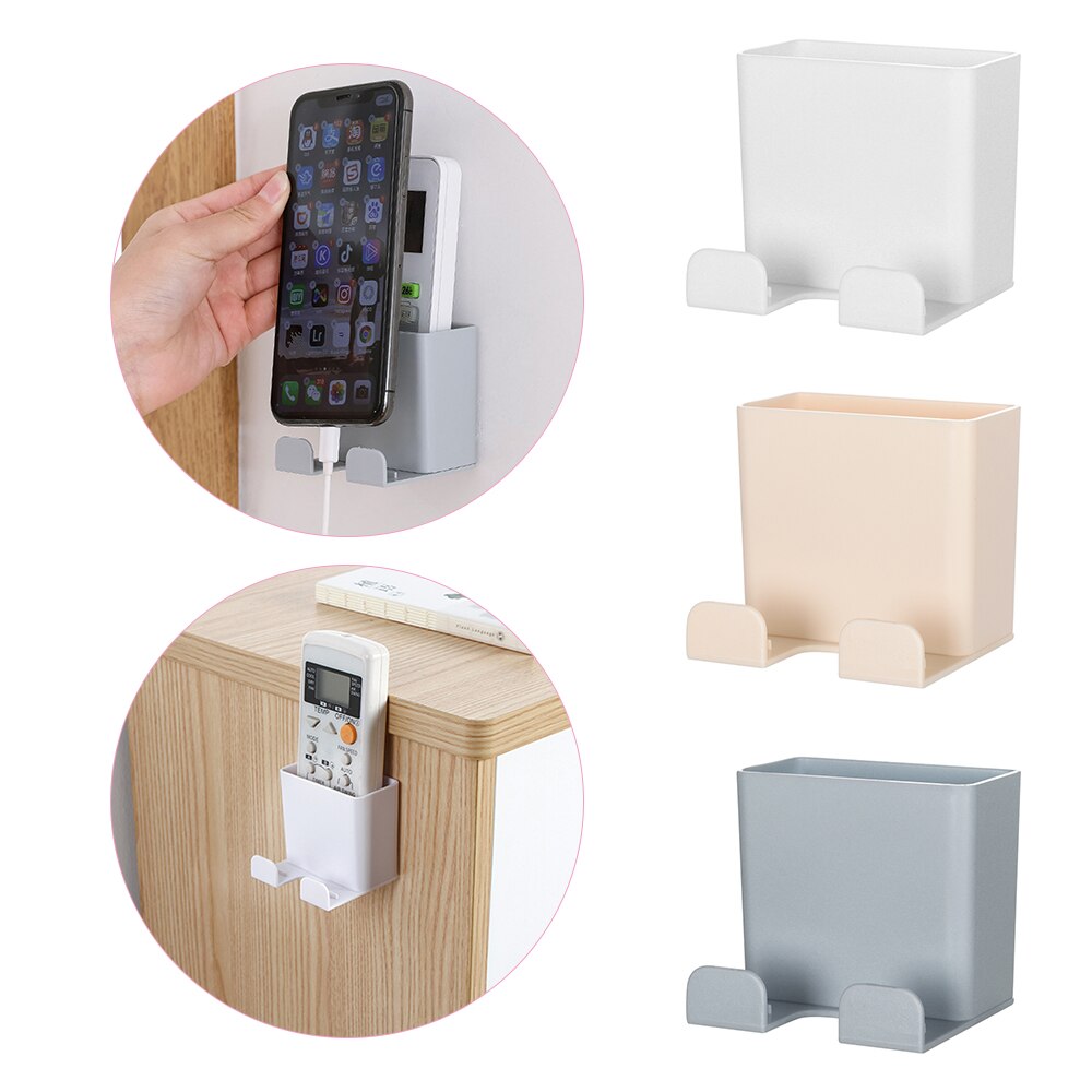 1PC Paste Style Mobile Phone Charging Holder Bracket For IPhone Keyring Wall Mount Stand Universal Practical Wall Storage Shelf