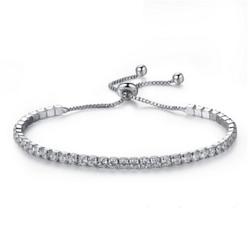 Bracelet fantaisie en zircone cubique, couleur argent or, Bracelets pour Femme, cristal, breloque ajustable, bijoux féminins: H13420