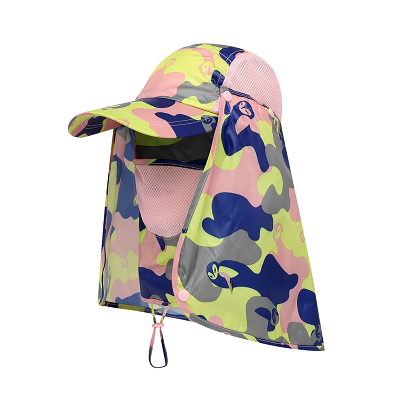Fishing Flap Caps For Men Women Quick Dry Sunshade UV Protection Removable Ear Neck Cover Caps Mosquito-proof Hat Wild River Hat: MULTI