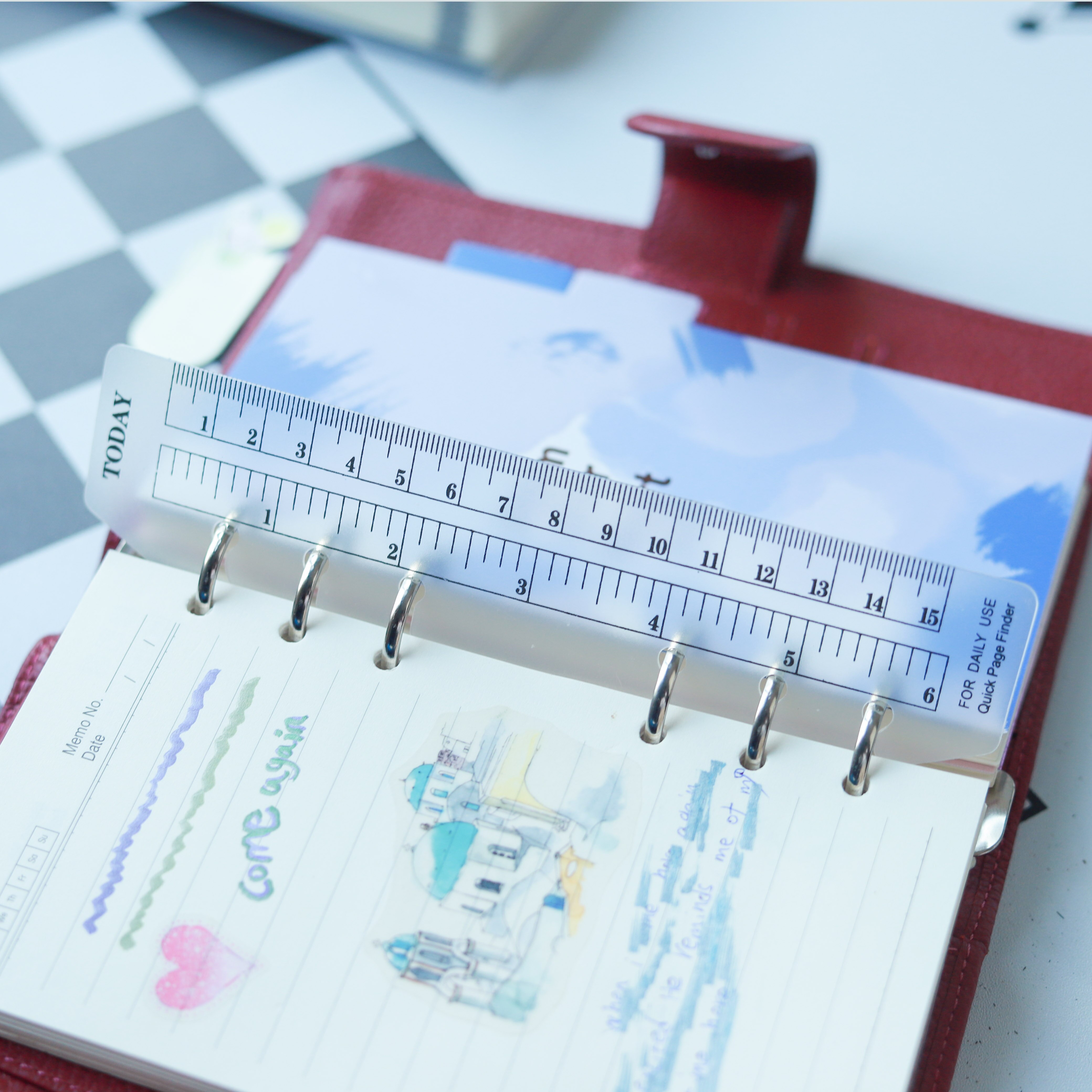 Bookmark Ruler for Ring Notebook 6 hole A5 Personal Elastic Drawing Tool Soft Plastic Partition For Planner Organizer Sketchbook