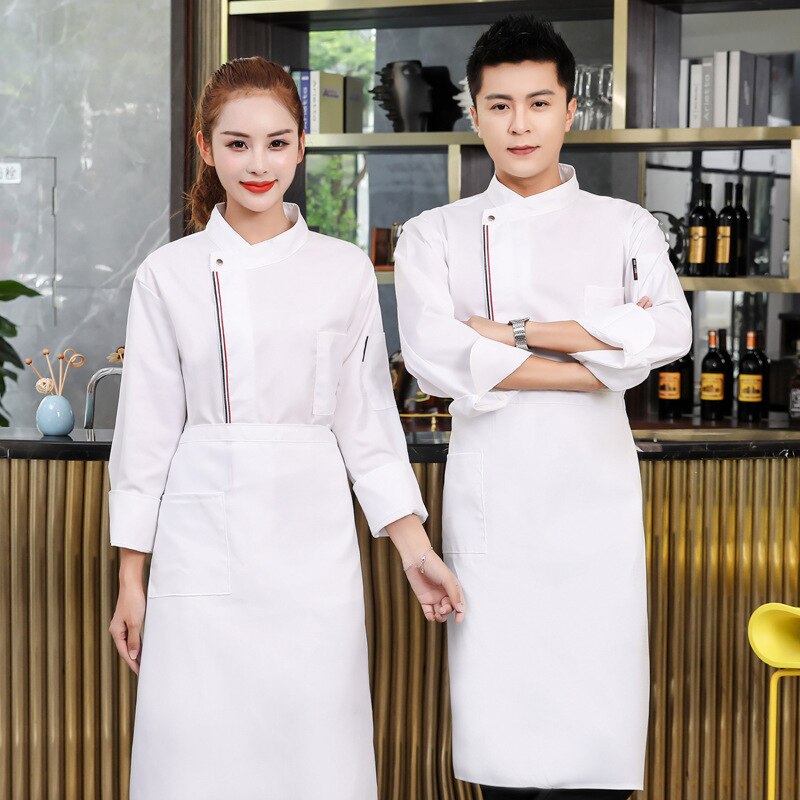 Kokkens hotell hotell mat baking kjøkken kokkeuniform langermet qiu dong antrekk hvite menn og kvinner
