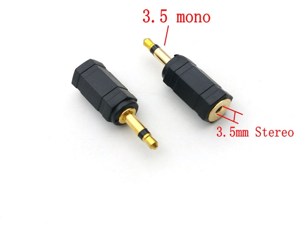 4 Stuks Gold 3.5 Mm Mono Plug (Male) Naar 3.5 Mm Stereo Jack (Female) Adapter