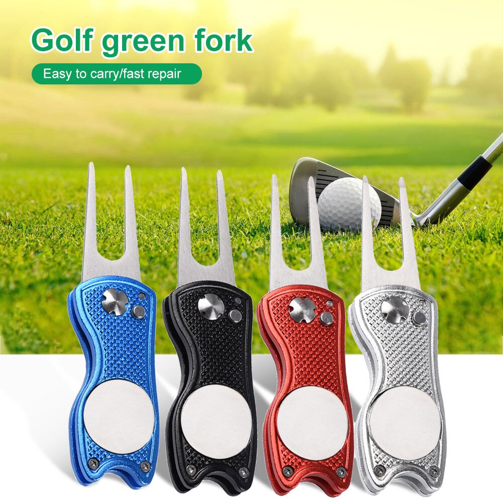 Mini Foldable Golf Divot Tool With Golf Ball Tool Marker Pitch Cleaner Golf Pitchfork Golf Accessories Putting Green Fork