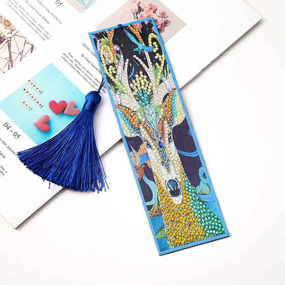 5D Special Shaped Diamond Painting Leather Bookmark Diamond Embroidery Craft Tassel Book Marks DIY Crafts Christmas