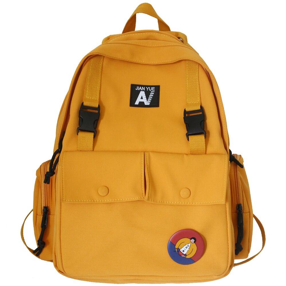 Student Men Trendy Backpack Women Boy School Bag Kawaii Girl Waterproof Nylon Backpack Male Book Female College Bag Lady: yellow