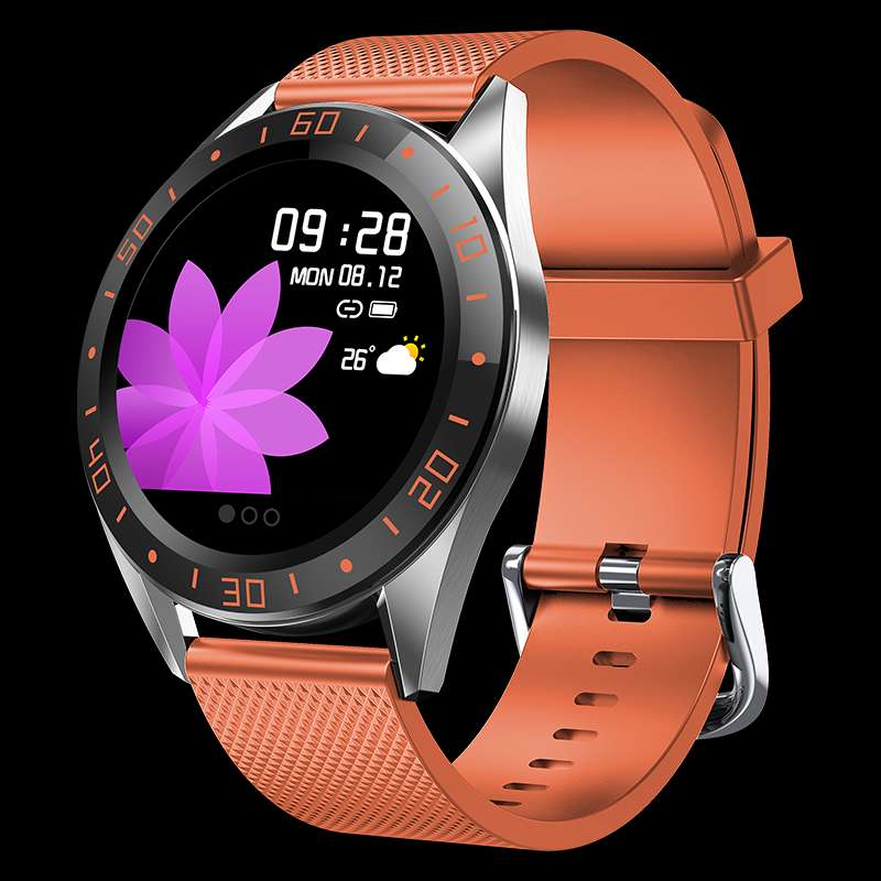 Bakeey GT105 Heart Rate Blood Pressure Monitor bluetooth Weather Push Music Control Black Silicone Smart Band Men Women: Orange