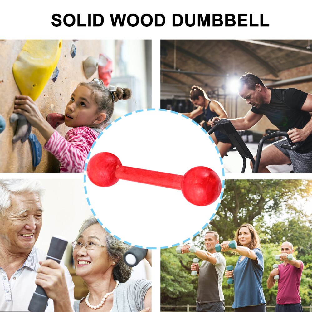 6 pièces main poignée haltère en bois Fitness haltère Portable haltère de musculation équipement de gymnastique accessoires pour enfants salle de sport maison (Re