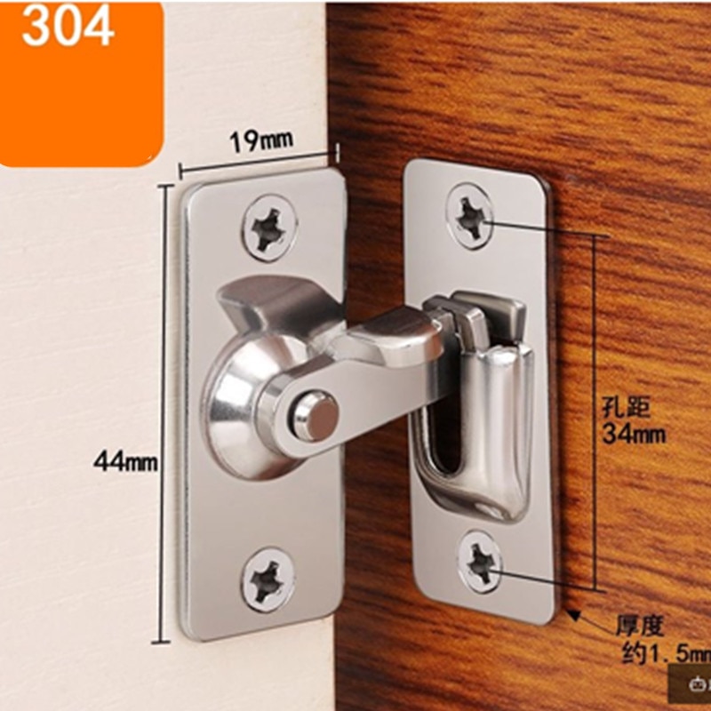 304 Stainless steel 90 degree Right angle buckle/hook lock/bolt,For sliding door Mini but strong Surface mounting Hardware Locks