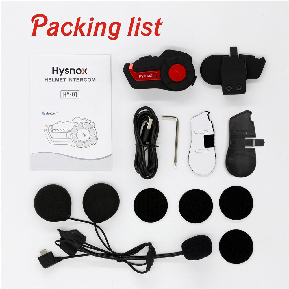 1PC Motorcycle Bluetooth V5.0 Intercom FM Transmitter Waterproof Noise Reduction Helmet Headsets 1000m: hard  Mic