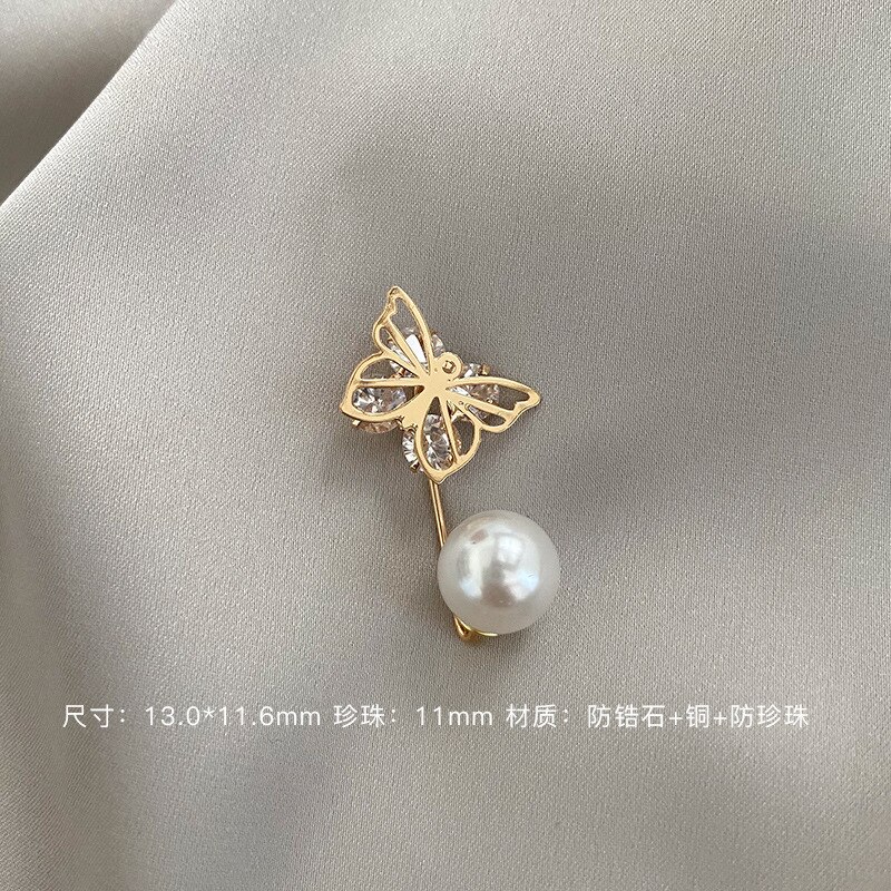 Brooch-Exposure Buckle Useful Product Cardigan Receiving Neckline Small Pin Fixed Clothes Decoration Safety Pin Pearl Accessorie: 4  butterfly kuan