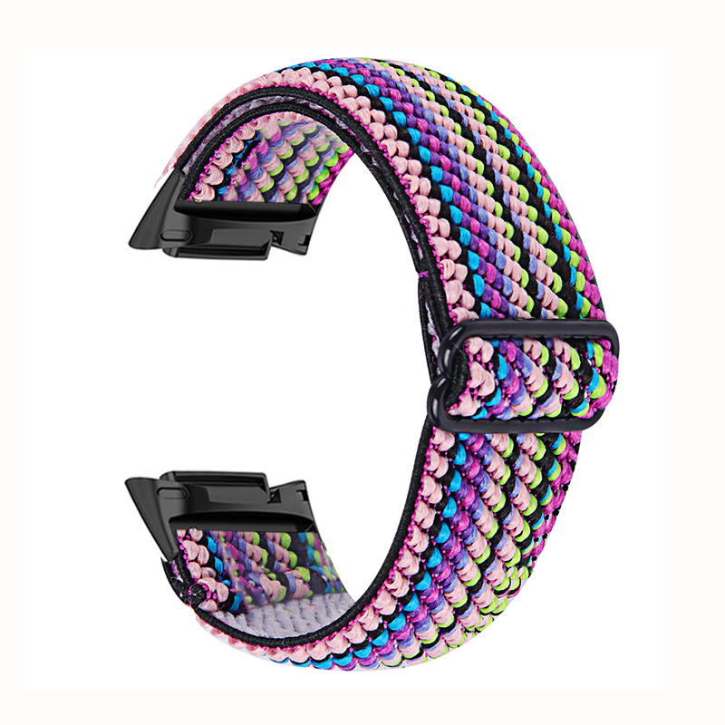 Bracelet en Nylon extensible pour Fitbit Charge 6 5, tissé élastique, doux, Sport, respirant, boucle de remplacement pour Fitbit Charge 5 6: Blue pink