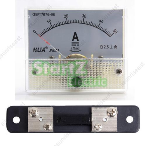 1 x DC 50A Analog Panel AMP Current Meter + Current Shunt 85C1 Ammeter Gauge