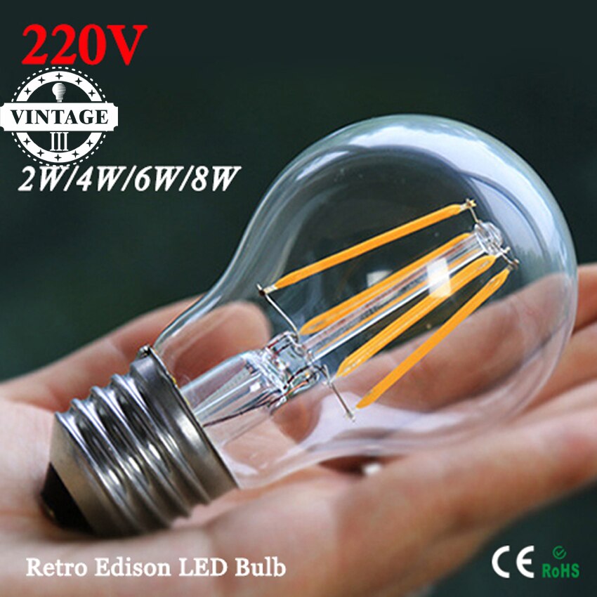 Lightinbox AC220V E27 2W 4W 6W 8W Cob Led Filament Glas Lamp 1Pcs Antieke retro Edison Gloeilamp Led Lamp
