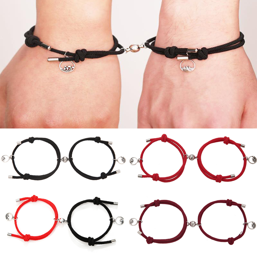 2 Stuks Paar Magneet Creatieve Handgemaakte Armbanden Mannen En Vrouwen Charme Meisje Armband Sieraden Lover Valentijnsdag Cadeau